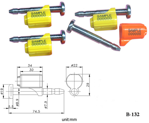 Numerowane plastikowe Bolt High Security Seals Iso 17712 ciężarówka / przyczepa